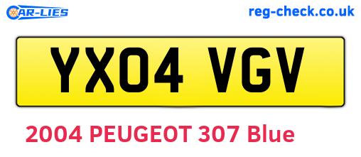 YX04VGV are the vehicle registration plates.