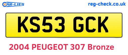 KS53GCK are the vehicle registration plates.