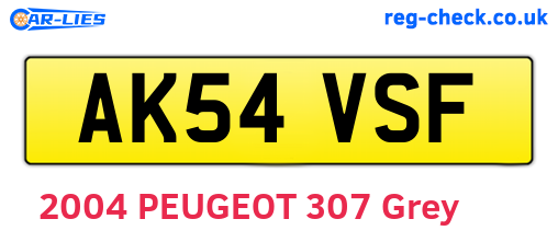 AK54VSF are the vehicle registration plates.