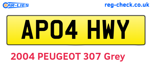 AP04HWY are the vehicle registration plates.