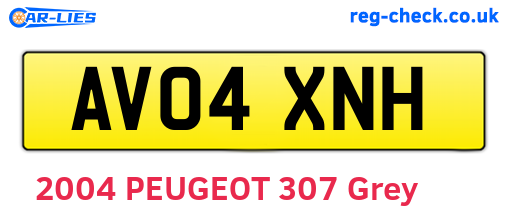 AV04XNH are the vehicle registration plates.