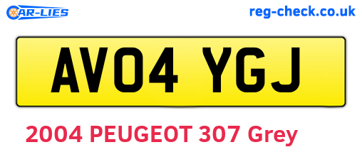 AV04YGJ are the vehicle registration plates.