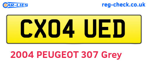 CX04UED are the vehicle registration plates.