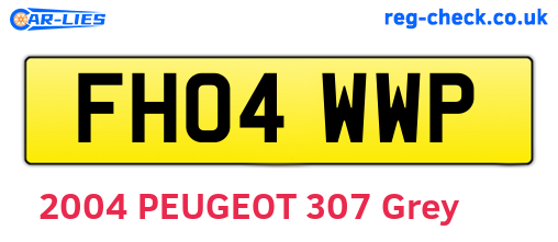 FH04WWP are the vehicle registration plates.