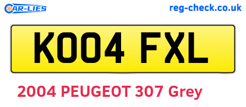 KO04FXL are the vehicle registration plates.
