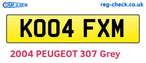 KO04FXM are the vehicle registration plates.