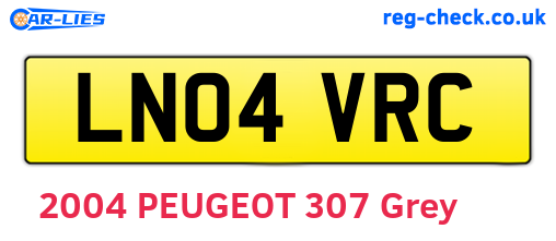 LN04VRC are the vehicle registration plates.
