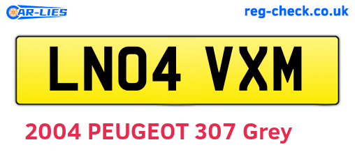 LN04VXM are the vehicle registration plates.