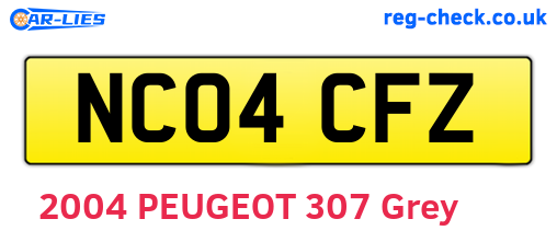 NC04CFZ are the vehicle registration plates.
