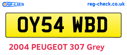 OY54WBD are the vehicle registration plates.