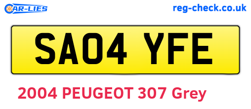 SA04YFE are the vehicle registration plates.