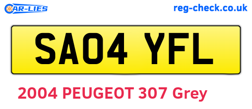 SA04YFL are the vehicle registration plates.