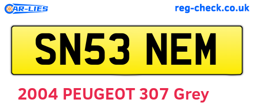 SN53NEM are the vehicle registration plates.