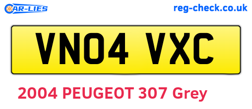 VN04VXC are the vehicle registration plates.