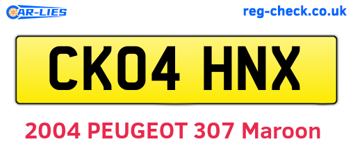 CK04HNX are the vehicle registration plates.