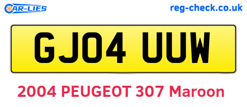 GJ04UUW are the vehicle registration plates.