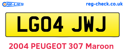 LG04JWJ are the vehicle registration plates.