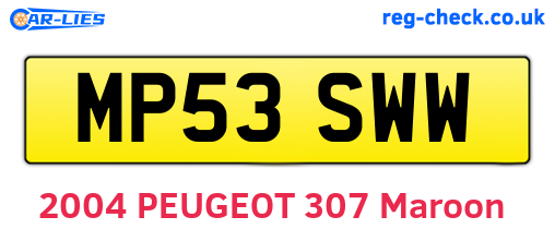 MP53SWW are the vehicle registration plates.