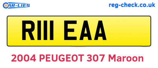 R111EAA are the vehicle registration plates.