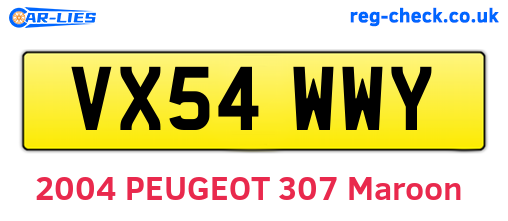 VX54WWY are the vehicle registration plates.
