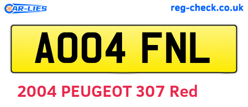 AO04FNL are the vehicle registration plates.