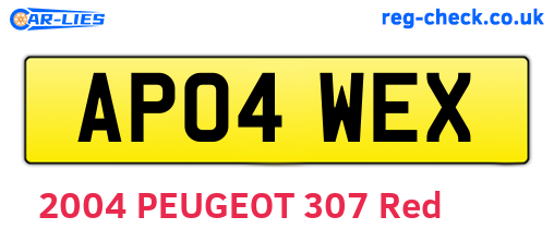 AP04WEX are the vehicle registration plates.