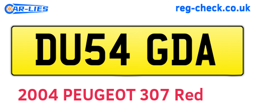 DU54GDA are the vehicle registration plates.
