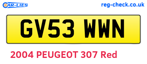 GV53WWN are the vehicle registration plates.