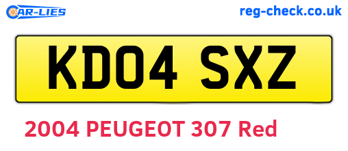 KD04SXZ are the vehicle registration plates.