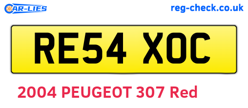 RE54XOC are the vehicle registration plates.