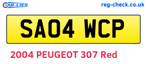 SA04WCP are the vehicle registration plates.