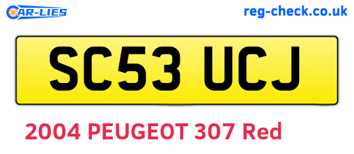 SC53UCJ are the vehicle registration plates.