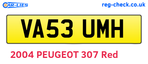 VA53UMH are the vehicle registration plates.