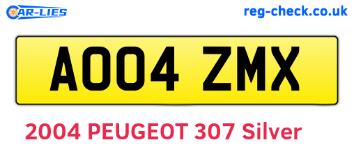 AO04ZMX are the vehicle registration plates.