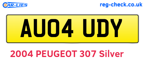 AU04UDY are the vehicle registration plates.