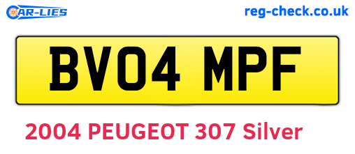 BV04MPF are the vehicle registration plates.