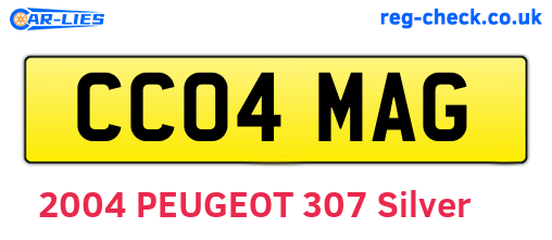 CC04MAG are the vehicle registration plates.