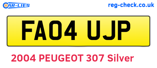 FA04UJP are the vehicle registration plates.