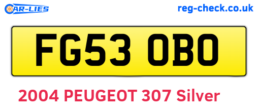 FG53OBO are the vehicle registration plates.