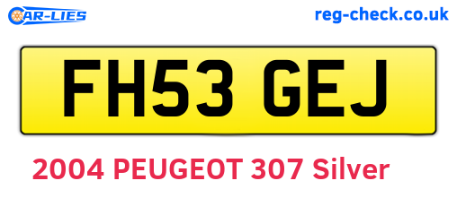 FH53GEJ are the vehicle registration plates.