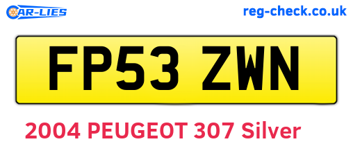 FP53ZWN are the vehicle registration plates.