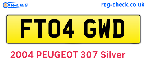FT04GWD are the vehicle registration plates.