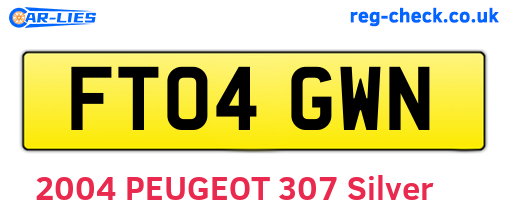 FT04GWN are the vehicle registration plates.