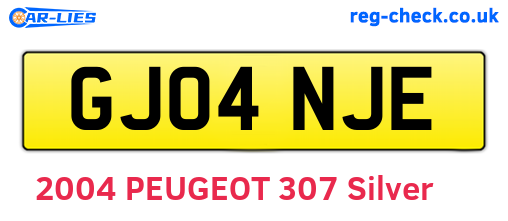 GJ04NJE are the vehicle registration plates.