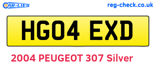 HG04EXD are the vehicle registration plates.