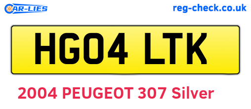 HG04LTK are the vehicle registration plates.