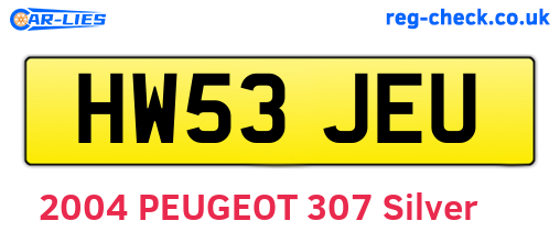 HW53JEU are the vehicle registration plates.