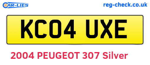KC04UXE are the vehicle registration plates.
