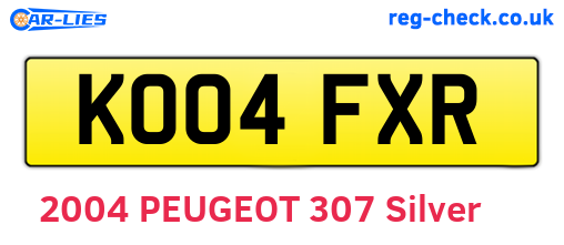 KO04FXR are the vehicle registration plates.
