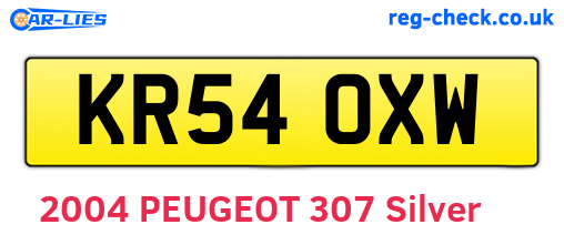 KR54OXW are the vehicle registration plates.